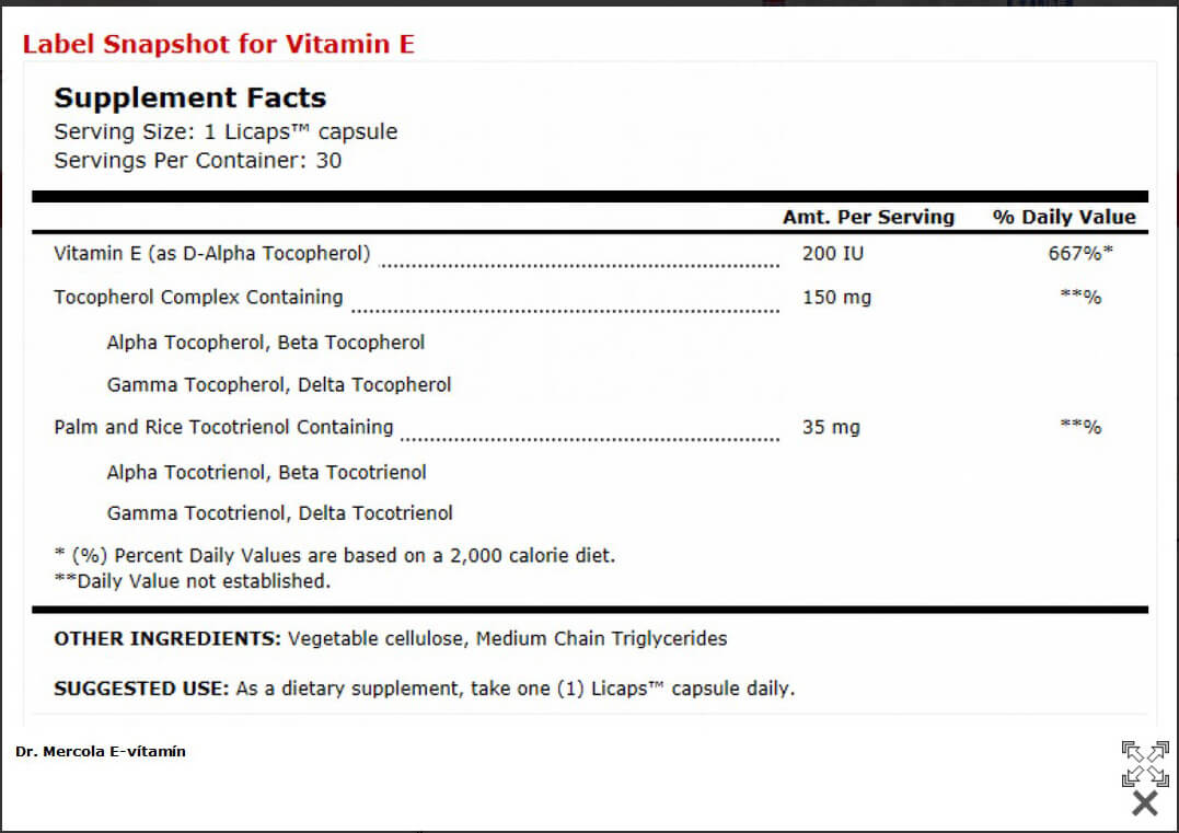 Mercola Vítamín E 30 hylki - Image 2