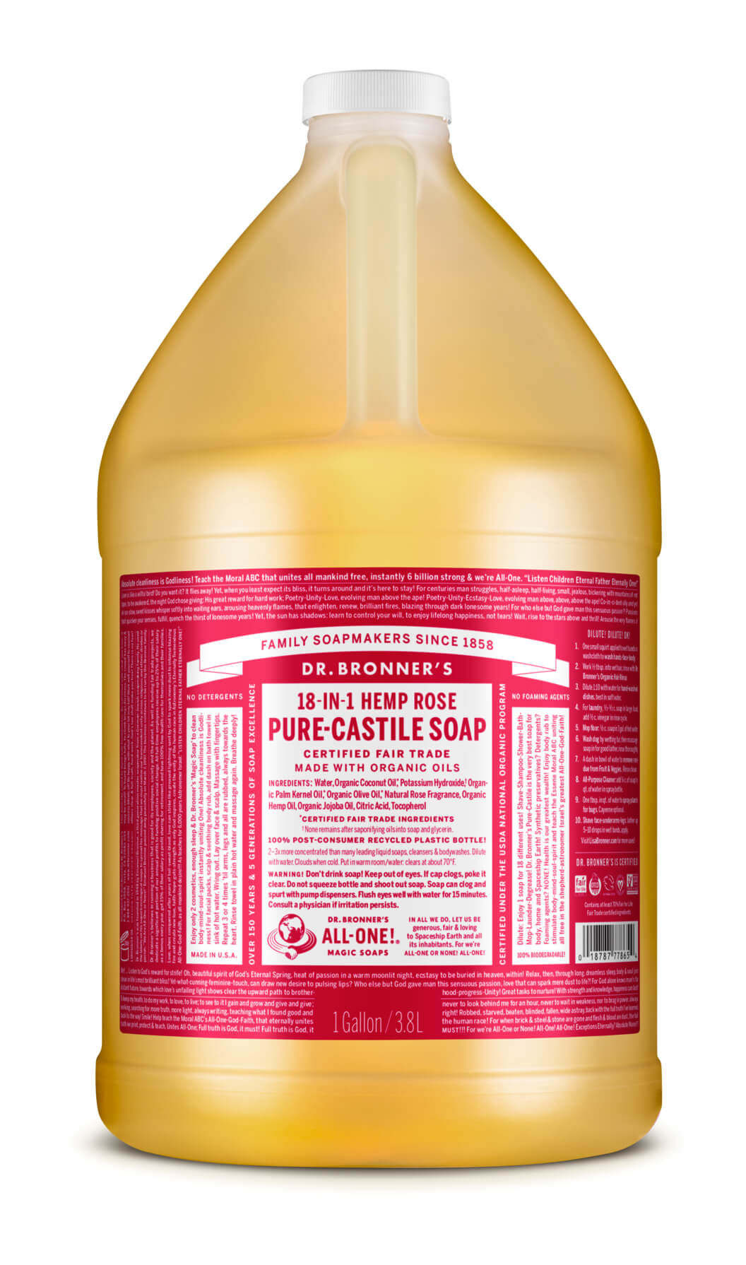 Bronners lífræn sápa - 3,8l rose