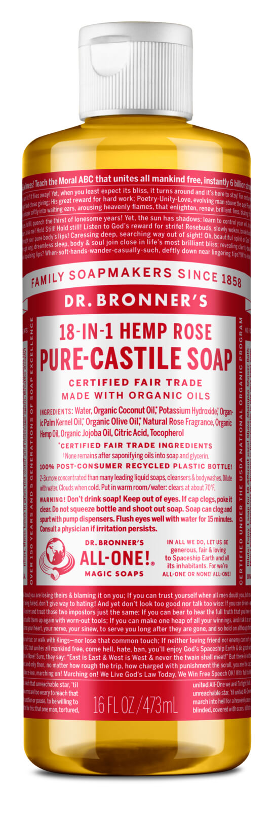 Bronners lífræn sápa - 473ml rós