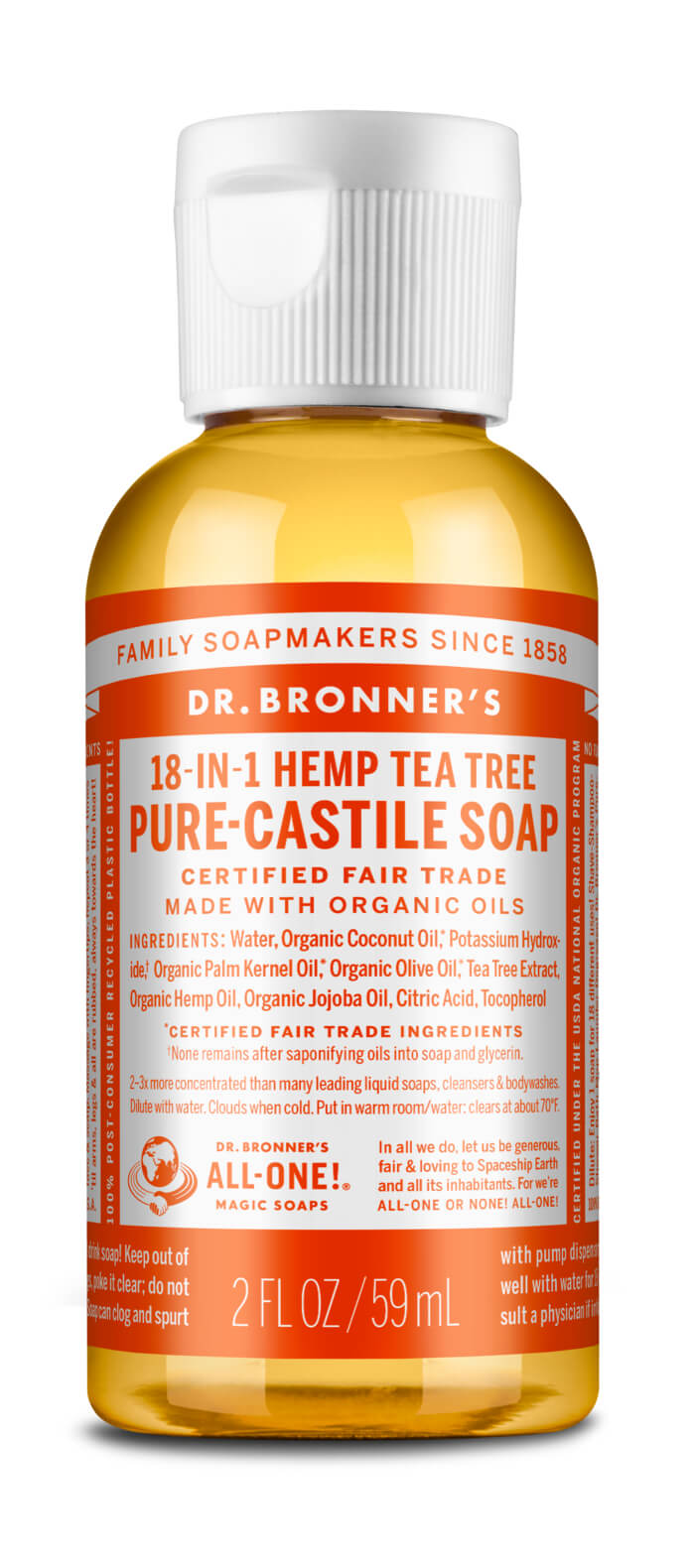Bronners lífræn sápa - 59ml tea tree