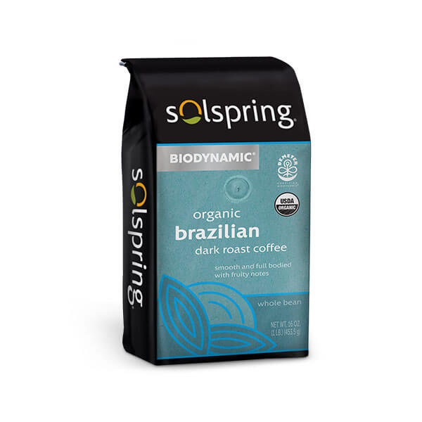 Solspring lífrænt kaffi Brazil dark roas