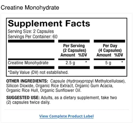 Mercola Pure Power Creatine 120hylki - Image 2